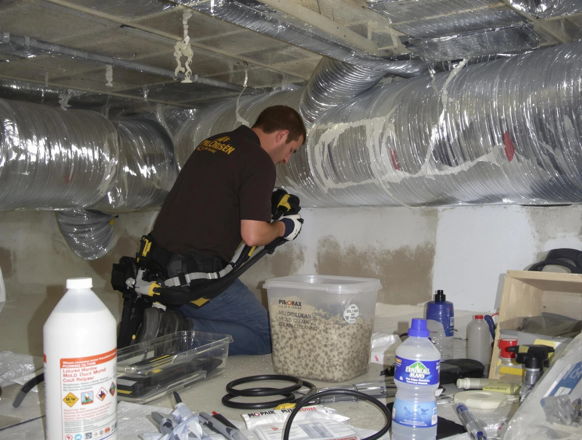 Holly Springs Air Duct Cleaning specialist performing professional mold removal from air ducts in Holly Springs