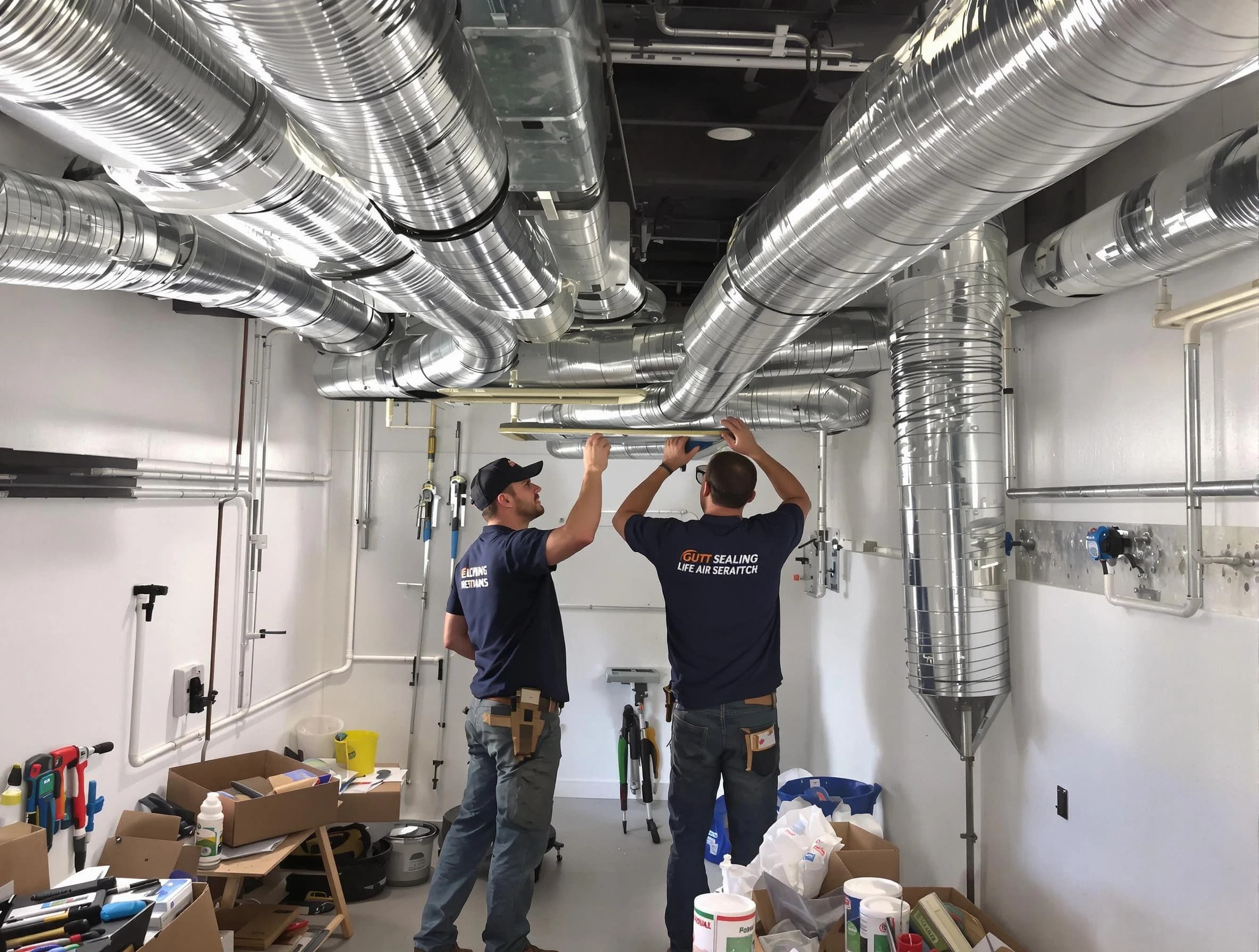 Holly Springs Air Duct Cleaning technician applying professional duct sealing solutions in Holly Springs