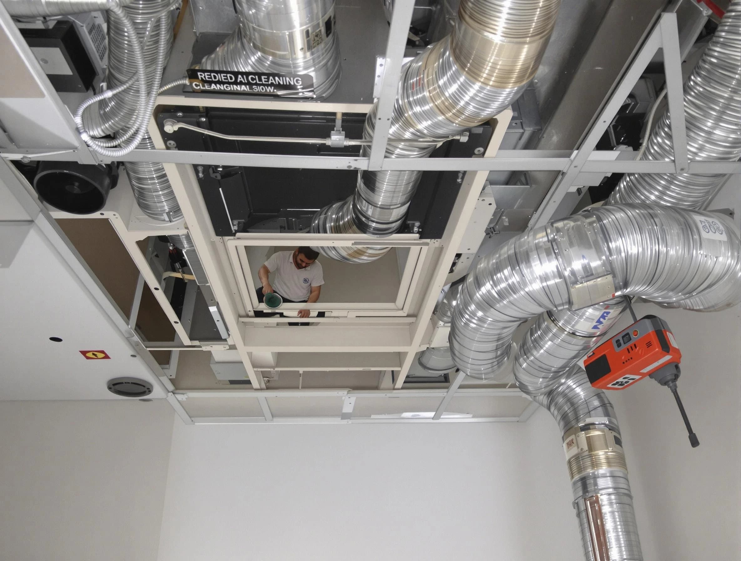 Holly Springs Air Duct Cleaning technician performing detailed central duct system cleaning in Holly Springs