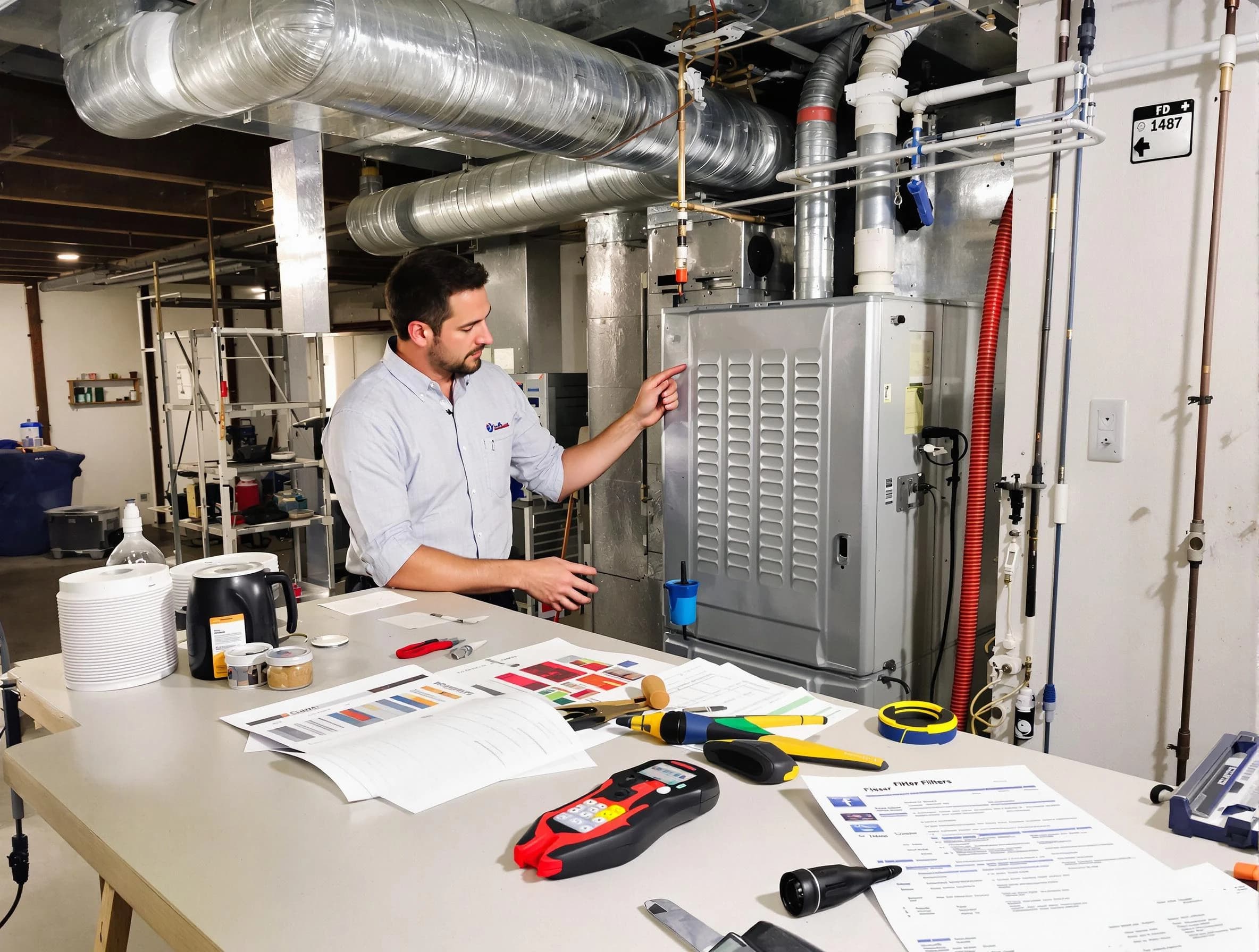 Holly Springs Air Duct Cleaning inspector conducting detailed filter system evaluation using professional diagnostic tools in Holly Springs