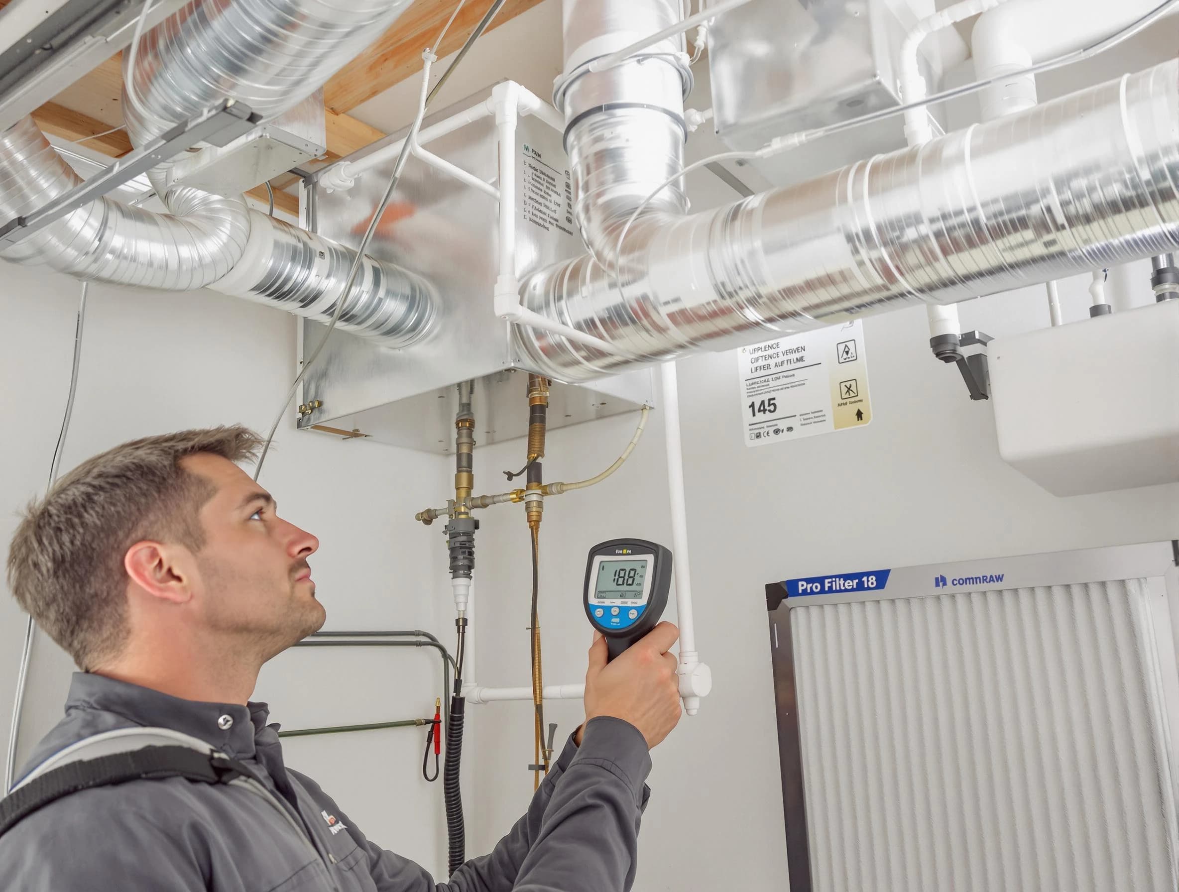 Holly Springs Air Duct Cleaning expert conducting detailed filter system inspection using diagnostic tools in Holly Springs