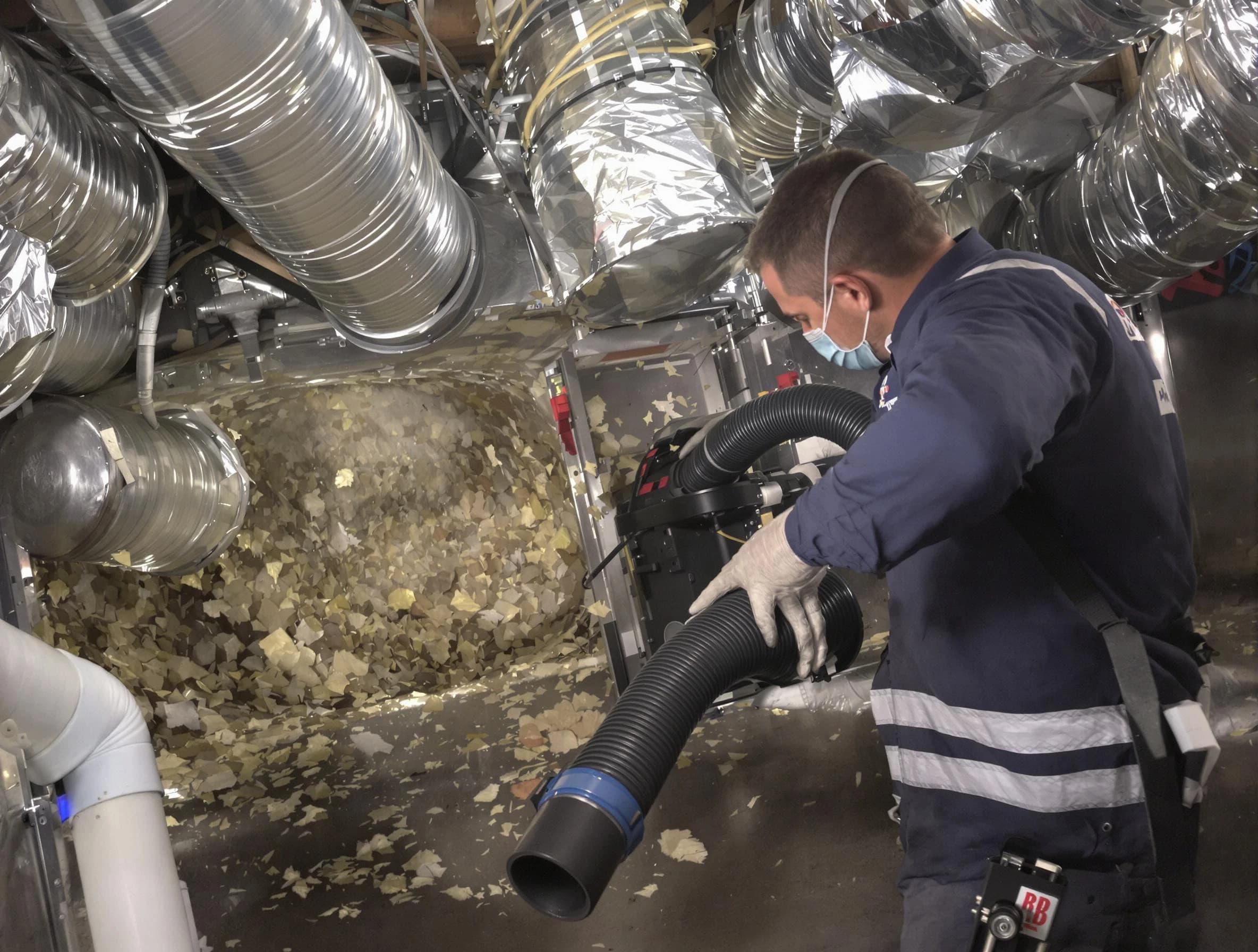 Holly Springs Air Duct Cleaning specialist operating negative pressure cleaning equipment for thorough duct maintenance in Holly Springs