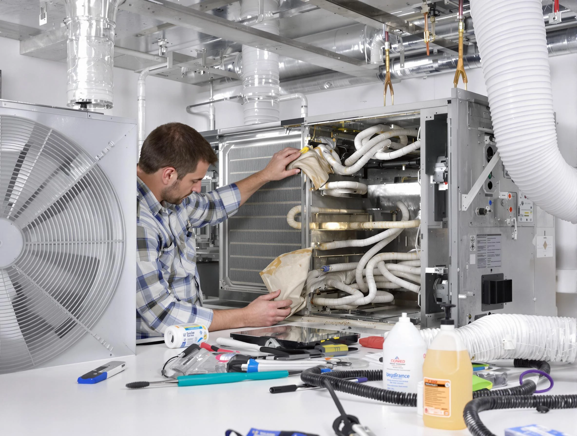 Holly Springs Air Duct Cleaning specialist performing precision AC coil cleaning in Holly Springs