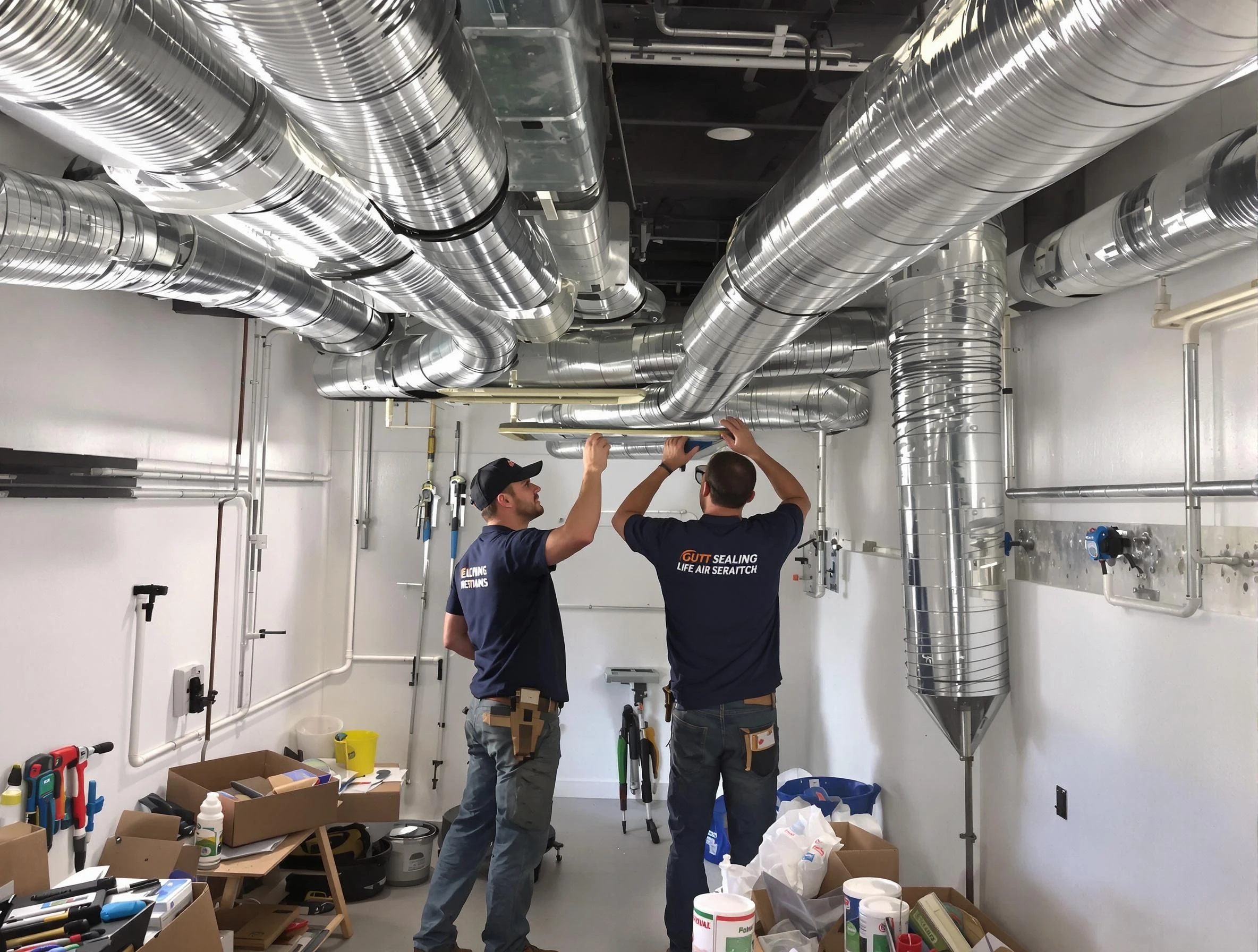 Holly Springs Air Duct Cleaning technician applying professional duct sealing solutions in Holly Springs